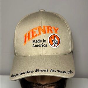 Henry Made in America Rifles Load on Sunday, shoot all week long tan hat